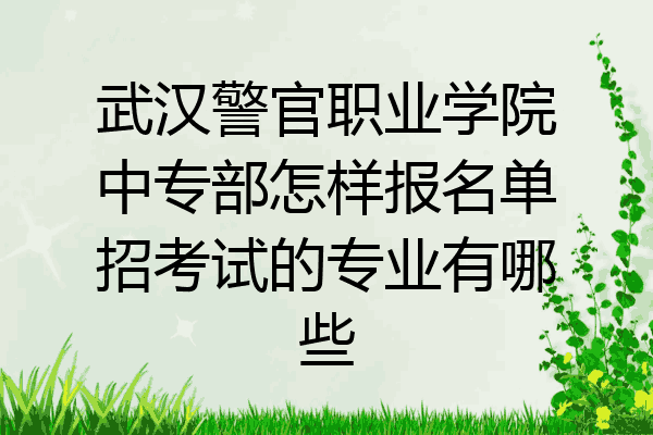 武汉警官职业学院中专部怎样报名单招考试的专业有哪些