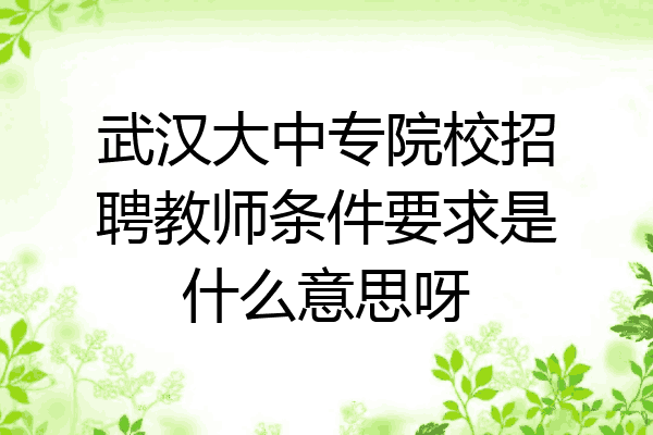 武汉大中专院校招聘教师条件要求是什么意思呀