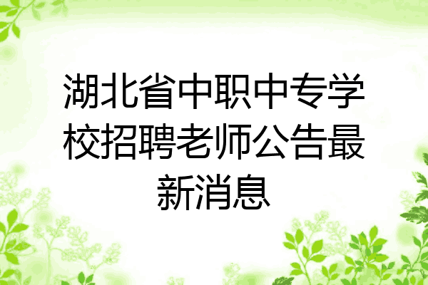 湖北省中职中专学校招聘老师公告最新消息