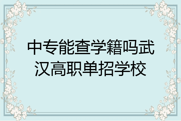 中专能查学籍吗武汉高职单招学校
