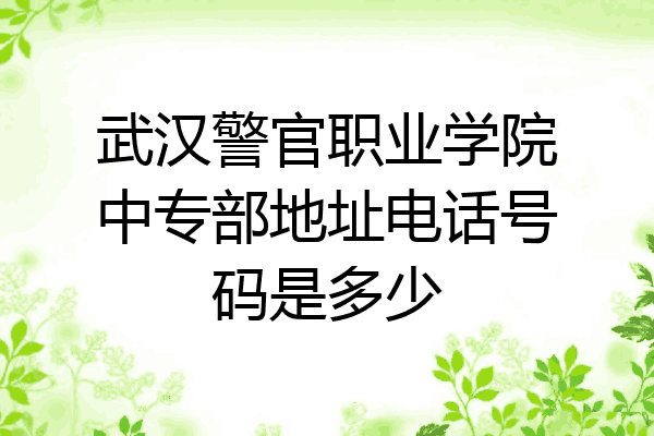 武汉警官职业学院中专部地址电话号码是多少