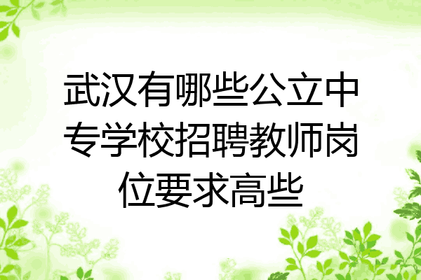 武汉有哪些公立中专学校招聘教师岗位要求高些