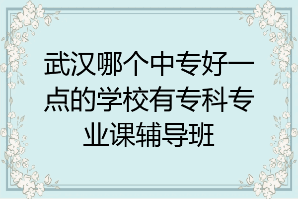武汉哪个中专好一点的学校有专科专业课辅导班
