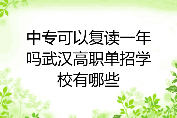中专可以复读一年吗武汉高职单招学校有哪些