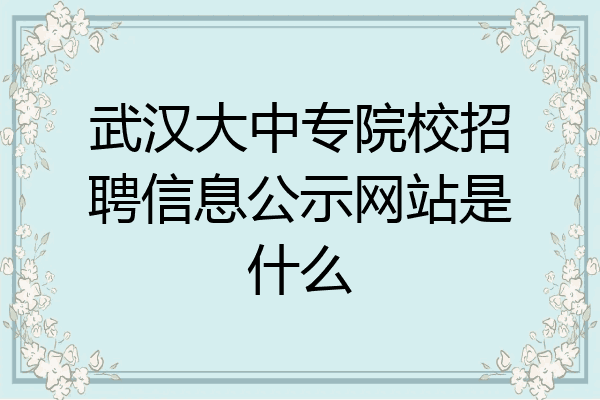 武汉大中专院校招聘信息公示网站是什么