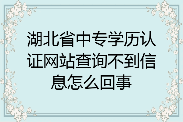 湖北省中专学历认证网站查询不到信息怎么回事