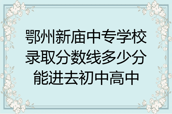 鄂州新庙中专学校录取分数线多少分能进去初中高中