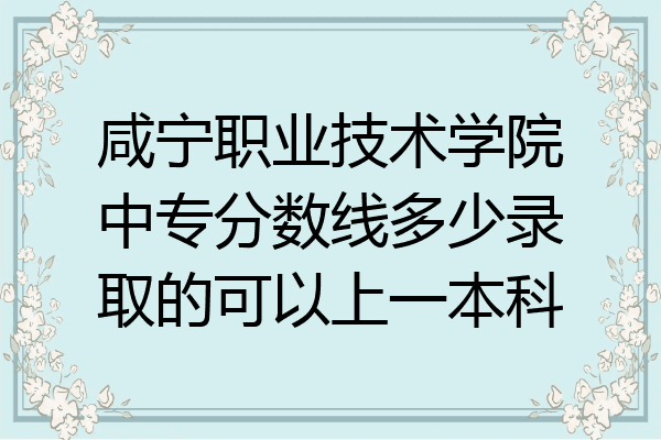 咸宁职业技术学院中专分数线多少录取的可以上一本科