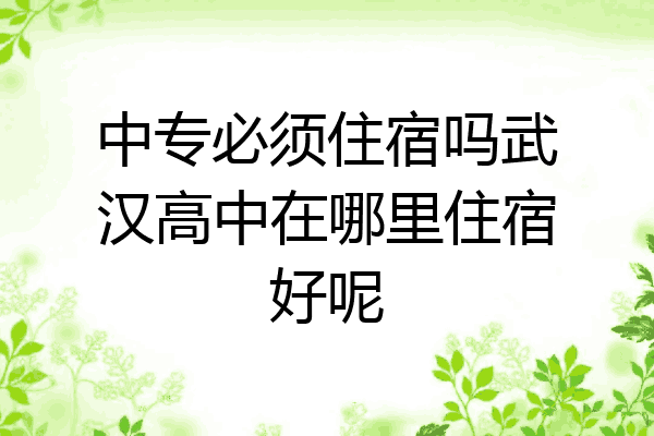 中专必须住宿吗武汉高中在哪里住宿好呢