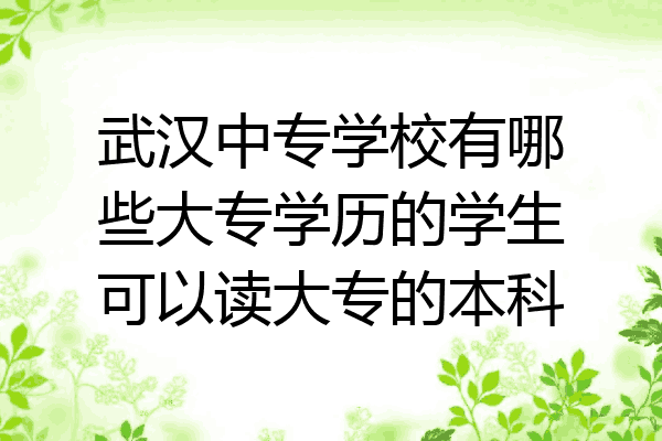 武汉中专学校有哪些大专学历的学生可以读大专的本科
