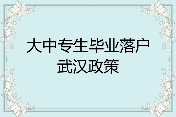 大中专生毕业落户武汉政策