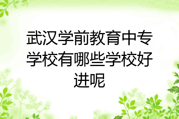 武汉学前教育中专学校有哪些学校好进呢