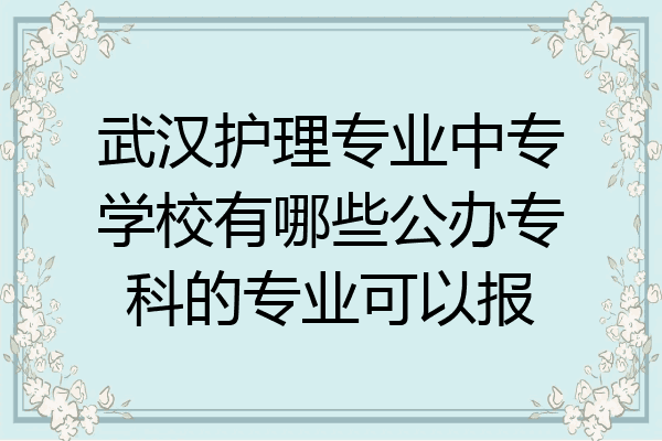 武汉护理专业中专学校有哪些公办专科的专业可以报