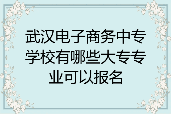 武汉电子商务中专学校有哪些大专专业可以报名