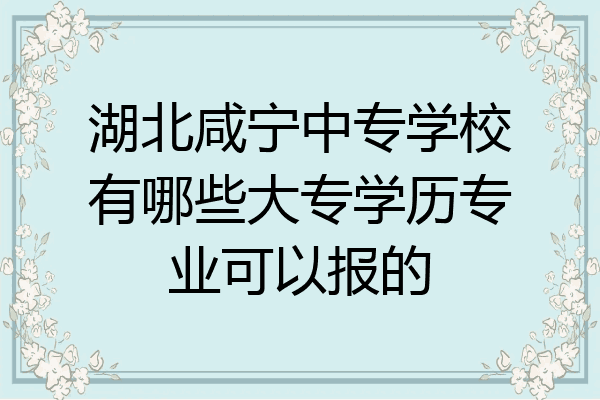 湖北咸宁中专学校有哪些大专学历专业可以报的