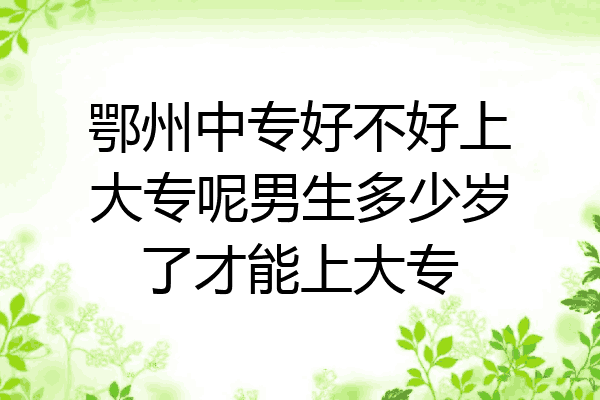 鄂州中专好不好上大专呢男生多少岁了才能上大专