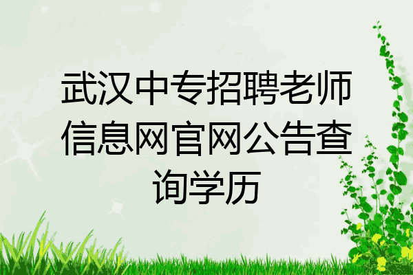 武汉中专招聘老师信息网官网公告查询学历