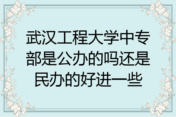 武汉工程大学中专部是公办的吗还是民办的好进一些
