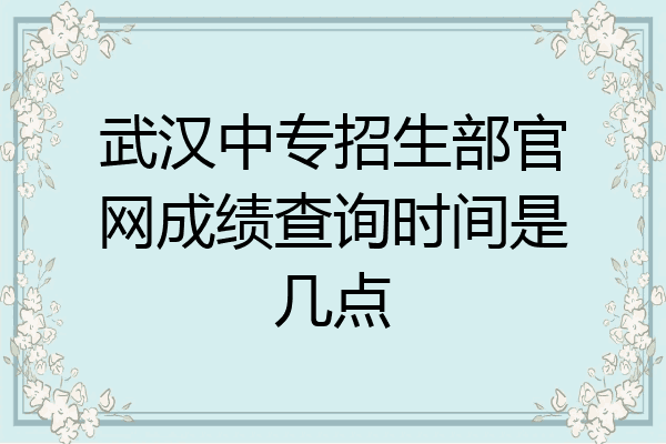 武汉中专招生部官网成绩查询时间是几点