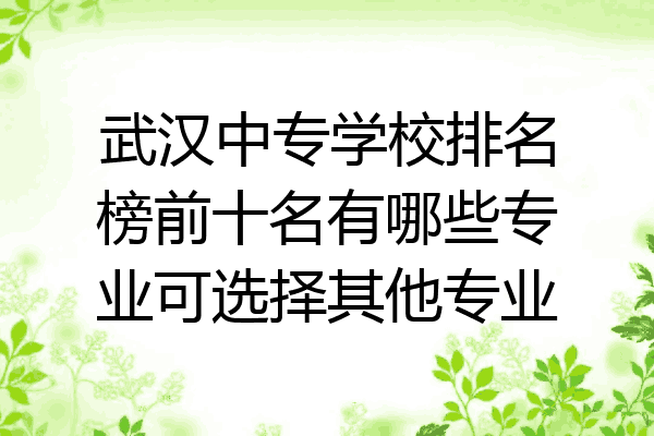 武汉中专学校排名榜前十名有哪些专业可选择其他专业