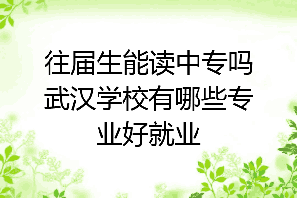 往届生能读中专吗武汉学校有哪些专业好就业