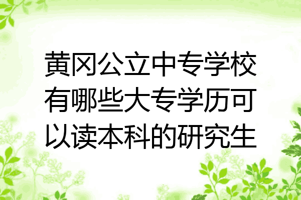 黄冈公立中专学校有哪些大专学历可以读本科的研究生