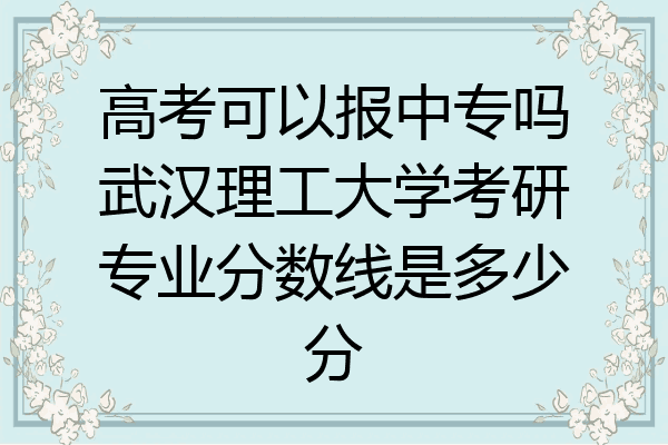 高考可以报中专吗武汉理工大学考研专业分数线是多少分