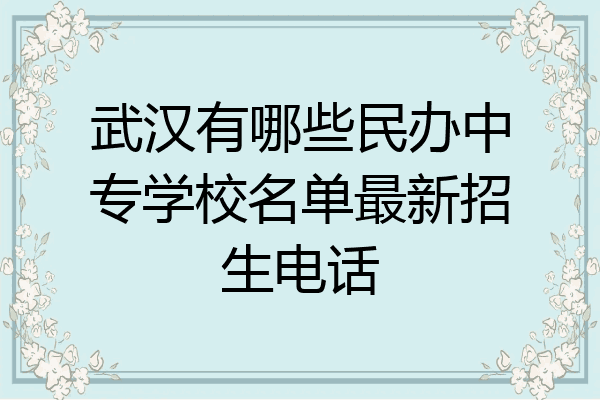 武汉有哪些民办中专学校名单最新招生电话