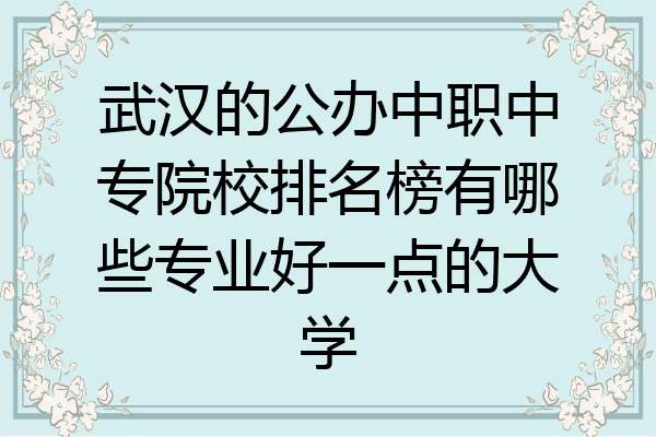 武汉的公办中职中专院校排名榜有哪些专业好一点的大学