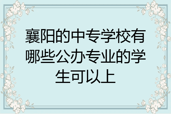 襄阳的中专学校有哪些公办专业的学生可以上
