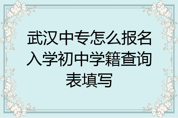 武汉中专怎么报名入学初中学籍查询表填写