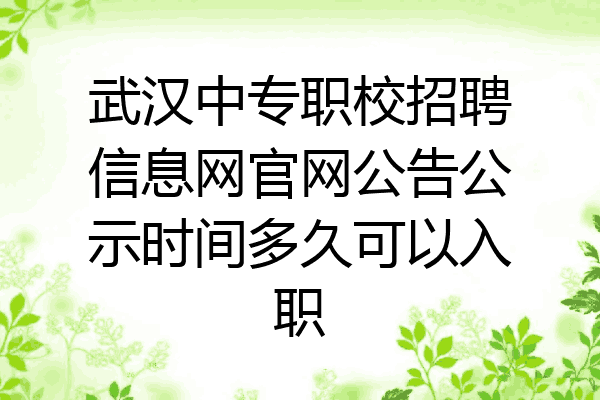 武汉中专职校招聘信息网官网公告公示时间多久可以入职