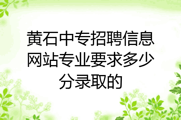 黄石中专招聘信息网站专业要求多少分录取的