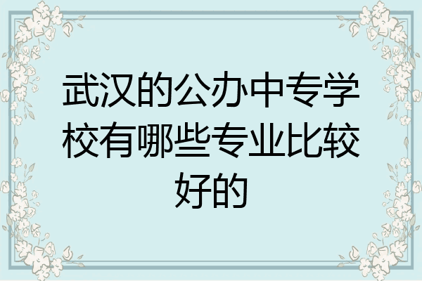 武汉的公办中专学校有哪些专业比较好的