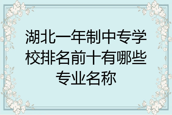 湖北一年制中专学校排名前十有哪些专业名称