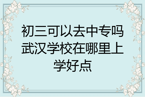 初三可以去中专吗武汉学校在哪里上学好点