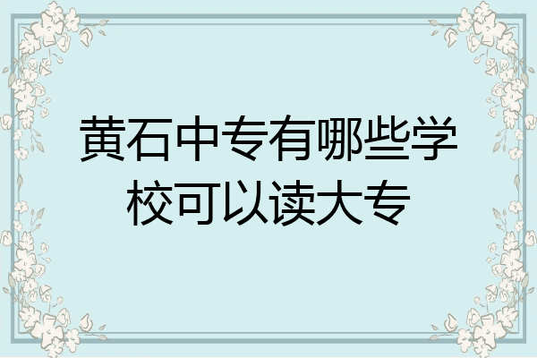 黄石中专有哪些学校可以读大专
