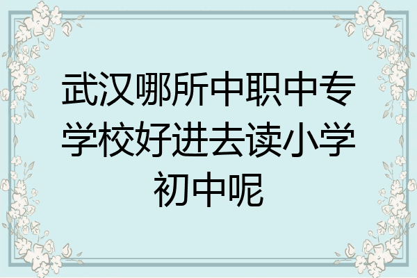 武汉哪所中职中专学校好进去读小学初中呢