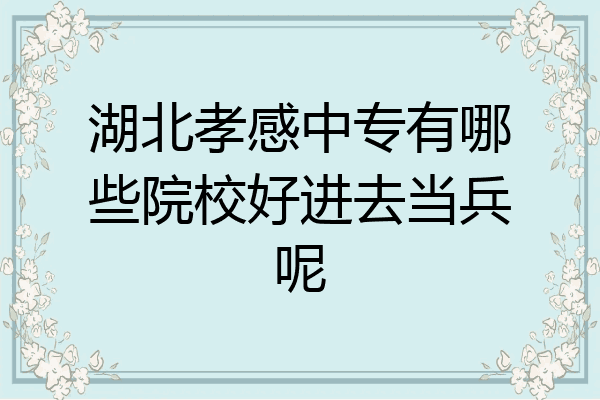 湖北孝感中专有哪些院校好进去当兵呢
