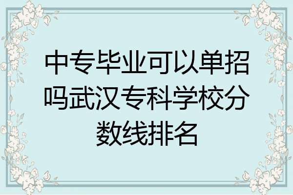 中专毕业可以单招吗武汉专科学校分数线排名