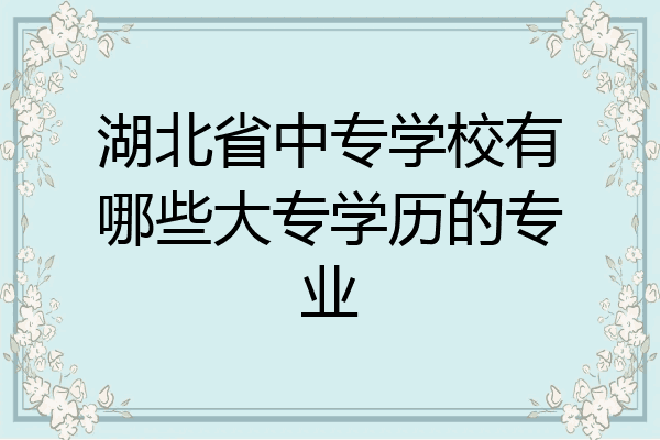 湖北省中专学校有哪些大专学历的专业