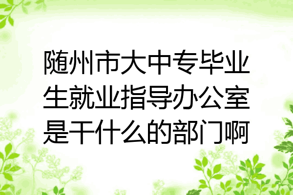 随州市大中专毕业生就业指导办公室是干什么的部门啊