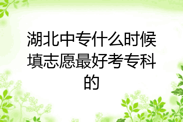 湖北中专什么时候填志愿最好考专科的