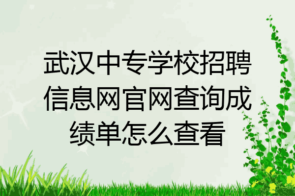 武汉中专学校招聘信息网官网查询成绩单怎么查看