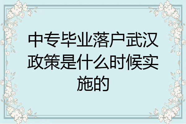 中专毕业落户武汉政策是什么时候实施的