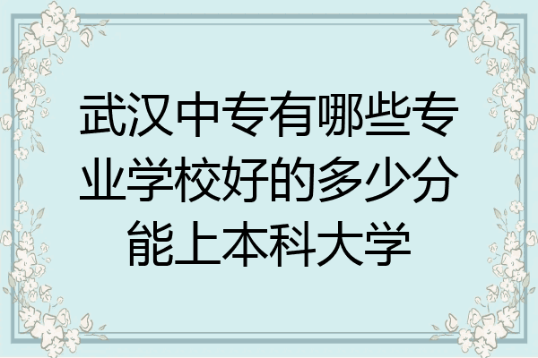 武汉中专有哪些专业学校好的多少分能上本科大学
