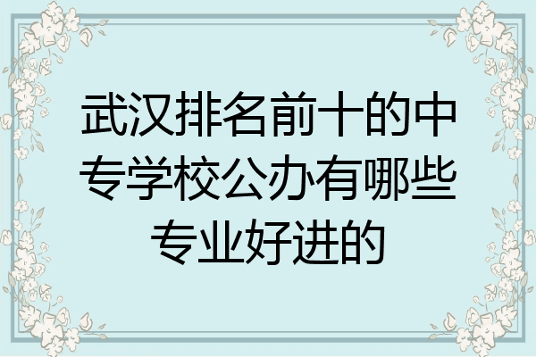 武汉排名前十的中专学校公办有哪些专业好进的