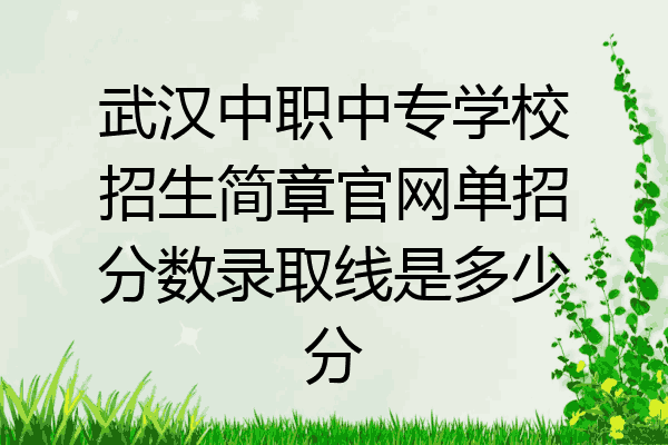 武汉中职中专学校招生简章官网单招分数录取线是多少分
