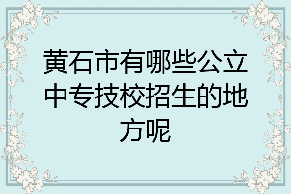 黄石市有哪些公立中专技校招生的地方呢