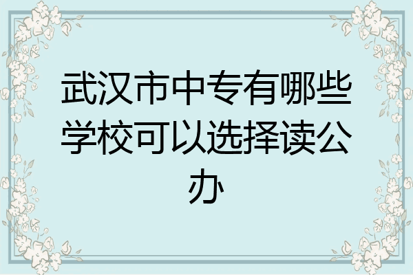 武汉市中专有哪些学校可以选择读公办